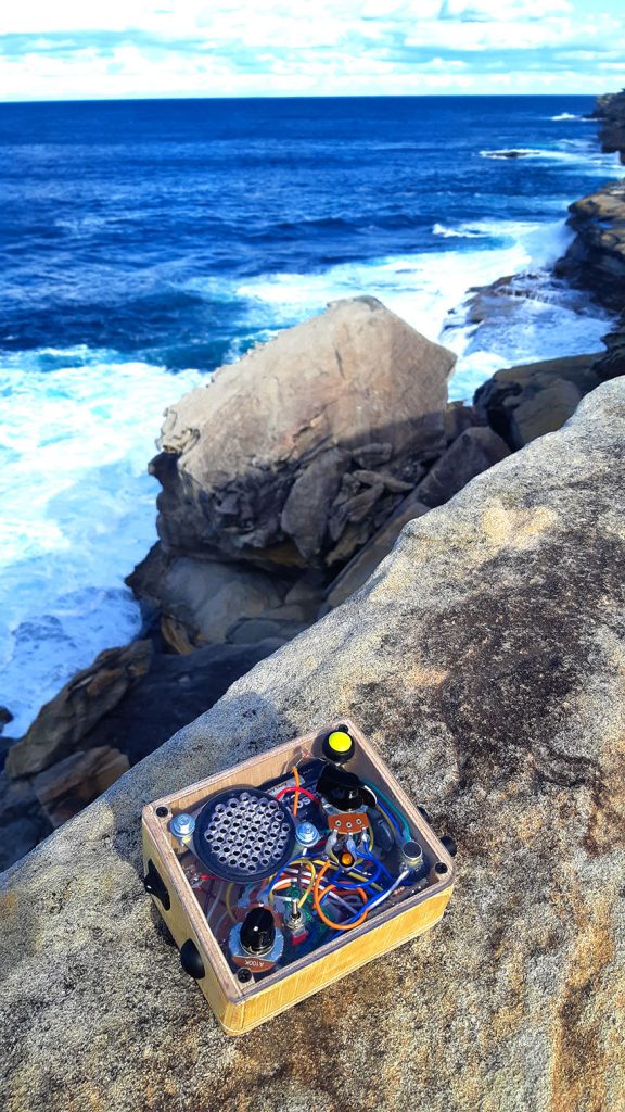 Moon Canoe Loop warper on cliff top next to ocean