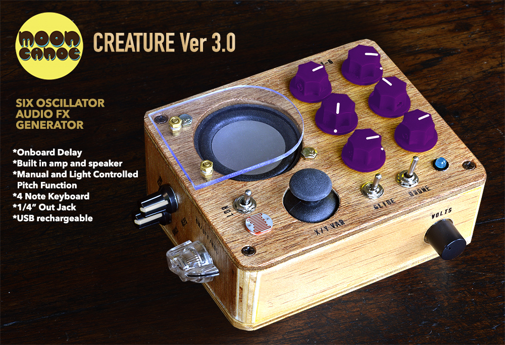 Moon canoe creature with purple knobs and function list
